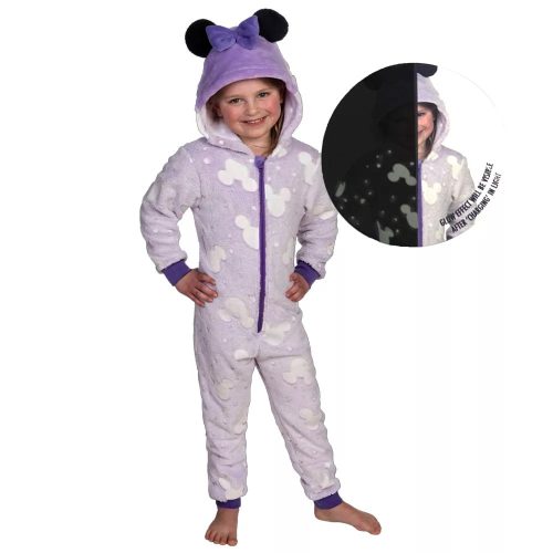 110/116 cm Disney Minnie sötétben világító gyerek hosszú pizsama, overál