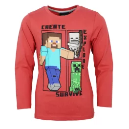   Minecraft Create Red gyerek hosszú ujjú póló, felső 6 év / 116 cm