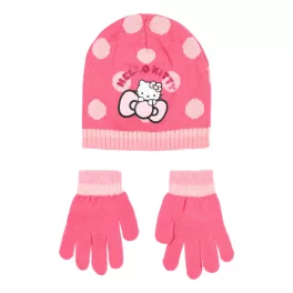   Hello Kitty Cute Dots Pink gyerek sapka + kesztyű szett 54 cm
