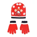 Hello Kitty Cute Dots Red gyerek sapka + kesztyű szett 52 cm