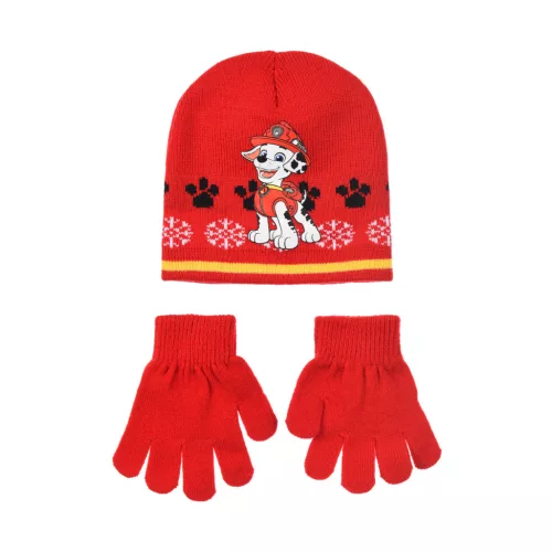 Mancs Őrjárat Marshall Red gyerek sapka + kesztyű szett 52 cm