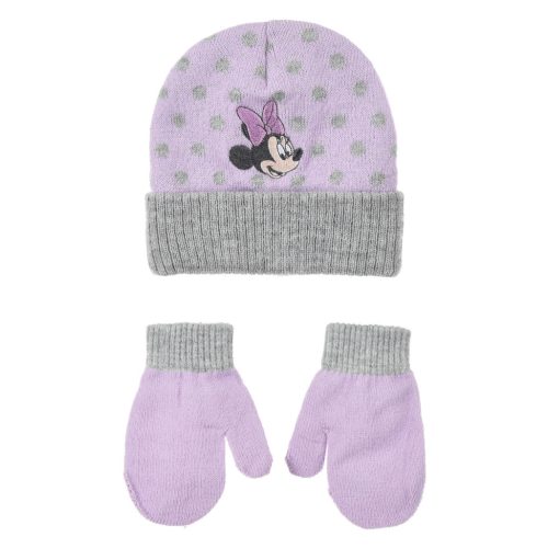 Disney Minnie Dots Purple baba sapka + kesztyű szett 48 cm