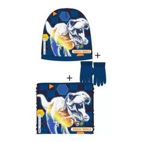 Jurassic World Attack Dark Blue gyerek sapka + snood + kesztyű szett 52 cm