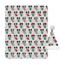   Disney Mickey, Minnie Noel Karácsonyi coral fleece takaró és sapka szett