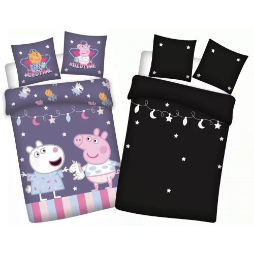 Peppa malac Sötétben világító gyerek ágyneműhuzat 100x135cm, 40x60cm 