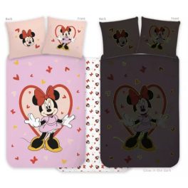   Disney Minnie Heart sötétben világító gyerek, ovis ágyneműhuzat 100x135cm, 40x60cm