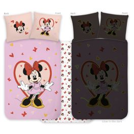   Disney Minnie Heart sötétben világító gyerek, ovis ágyneműhuzat 100x135cm, 40x60cm