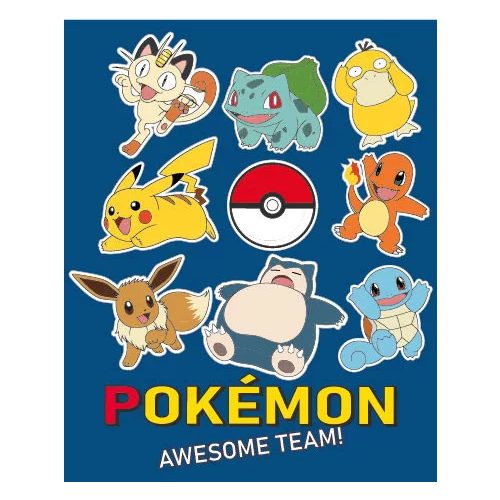 Pokémon Awesome Team coral fleece polár takaró 130x160cm 