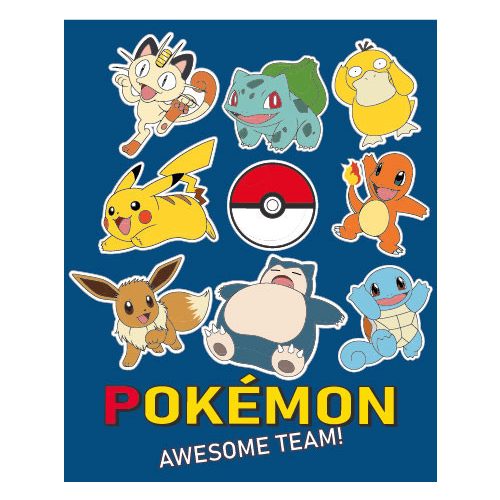 Pokémon Awesome Team coral fleece polár takaró 130x160cm