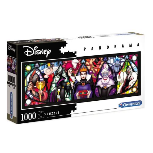 Disney Gonoszok Stained Glass 1000 db-os panoráma puzzle Clementoni