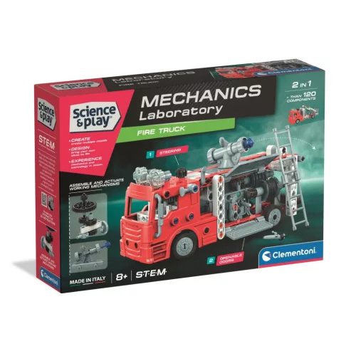  Tűzoltóautó Mechanics 2 az 1-ben építőjáték Clementoni 