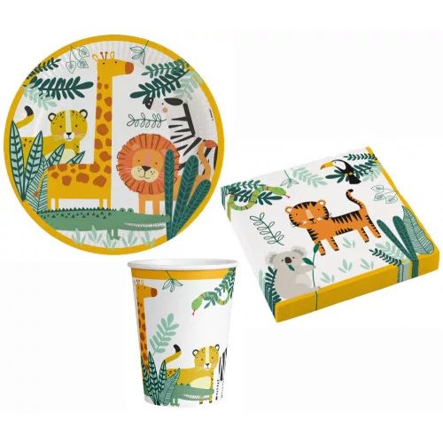  Get Wild, Állatos party szett 32 db-os 23 cm-es tányérral