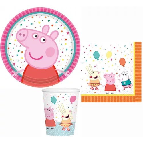 Peppa malac party szett 32 db-os 18 cm-es tányérral