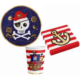   Pirates Map, Kalóz party szett 32 db-os 23 cm-es tányérral