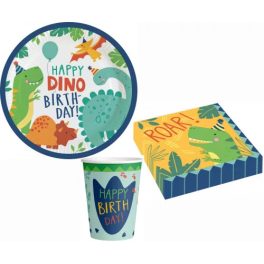   Dino-Mate, Dinoszaurusz party szett 32 db-os 23 cm-es tányérral