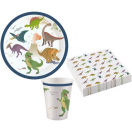   Happy Dinosaur, Dinoszaurusz party szett 36 db-os 18 cm-es tányérral