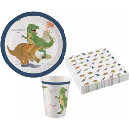   Happy Dinosaur, Dinoszaurusz party szett 36 db-os 23 cm-es tányérral