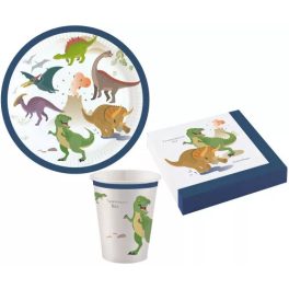   Happy Dinosaur, Dinoszaurusz party szett 36 db-os 18 cm-es tányérral