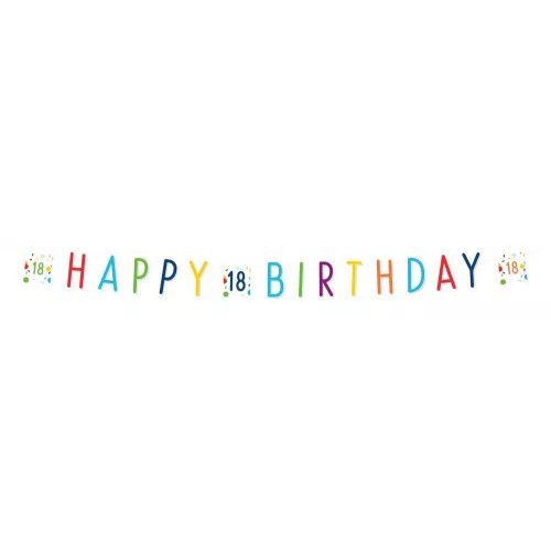 Konfettis Happy Birthday 18 felirat 180 cm