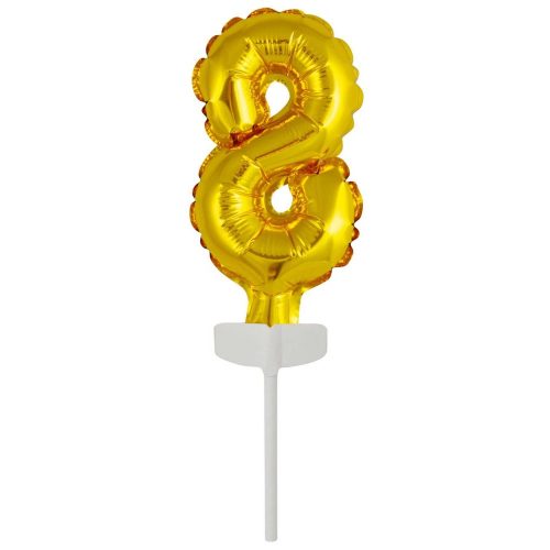 Arany Gold 8-as szám fólia lufi tortára 13 cm