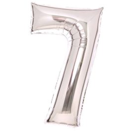 Ezüst Silver 7-es szám fólia lufi 66 cm