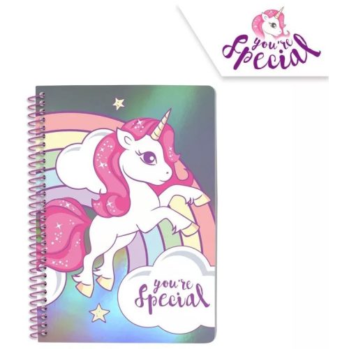 Unikornis metálos A/5 vonalas füzet