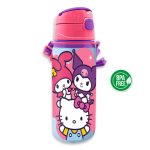Hello Kitty Friends alumínium szívószálas kulacs akasztóval 600 ml