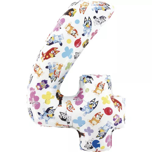 Bluey Friends 4-es szám fólia lufi 66 cm 