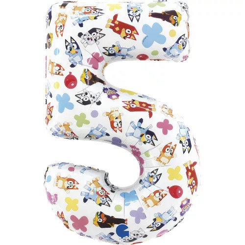 Bluey Friends 5-ös szám fólia lufi 66 cm 