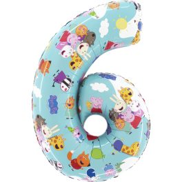 Peppa malac Blue 6-os szám fólia lufi 66 cm