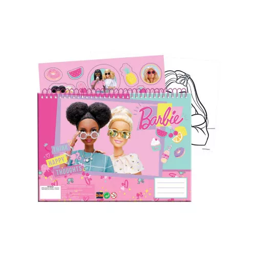 Barbie Happy Thoughts A/4 spirál vázlatfüzet 40 lapos matricával