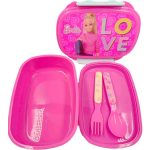 Barbie Love szendvicsdoboz + evőeszköz szett