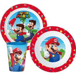   Super Mario Mushroom Kingdom étkészlet, micro műanyag szett, pohárral 260 ml