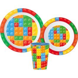 Lego mintázatú Bricks étkészlet, micro műanyag szett