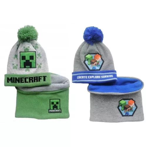Minecraft gyerek sapka + csősál szett 52-54 cm 