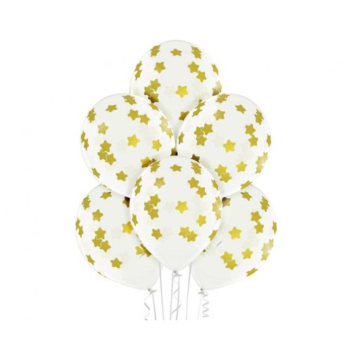 Csillagos Stars léggömb, lufi szett 6 db-os 30 cm (12 inch)