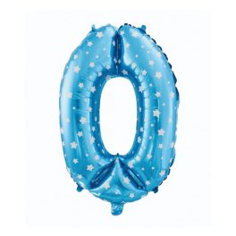 Kék Blue with Stars 0-ás szám fólia lufi 61 cm