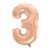 Rose Gold 3-as szám fólia lufi 92 cm