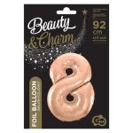 Rose Gold 8-as szám fólia lufi 92 cm