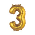 Arany Gold Matt 3-as mini szám fólia lufi 35 cm