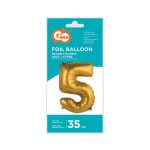 Arany Gold Matt 5-ös mini szám fólia lufi 35 cm