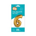 Arany Gold Matt 6-os mini szám fólia lufi 35 cm