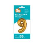 Arany Gold Matt 9-es mini szám fólia lufi 35 cm