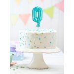 Kék 0-ás Light Blue szám fólia lufi tortára 13 cm
