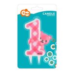 Első születésnap Pink Teddy csillámos tortagyertya