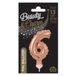 Rose Gold 6-os szám fólia lufi tortára 13 cm
