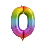Szivárvány Rainbow 0-ás szám fólia lufi 85 cm
