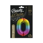 Szivárvány Rainbow 0-ás szám fólia lufi 85 cm