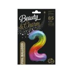 Szivárvány Rainbow 2-es szám fólia lufi 85 cm