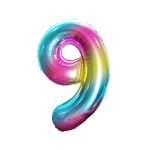 Szivárvány Rainbow 9-es szám fólia lufi 85 cm